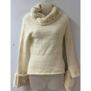Nougat london Women's Size 1/Small ivory cowl neck angora/lambswool sweater